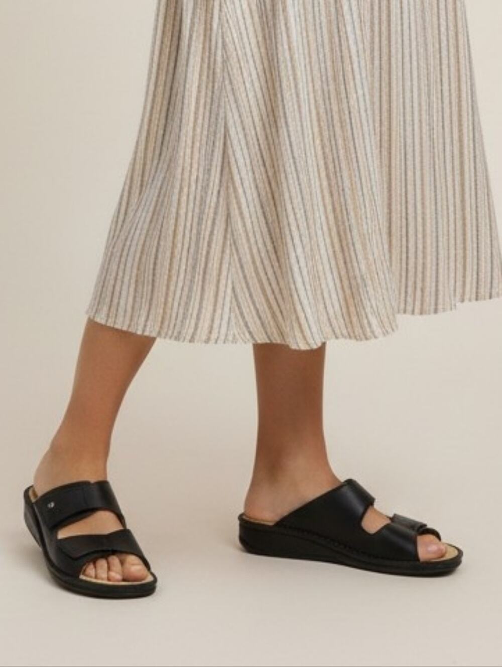 Finn Comfort Jamaika Black Leather Strap Comfort Sandals $245 EU 40 US 9  S4040